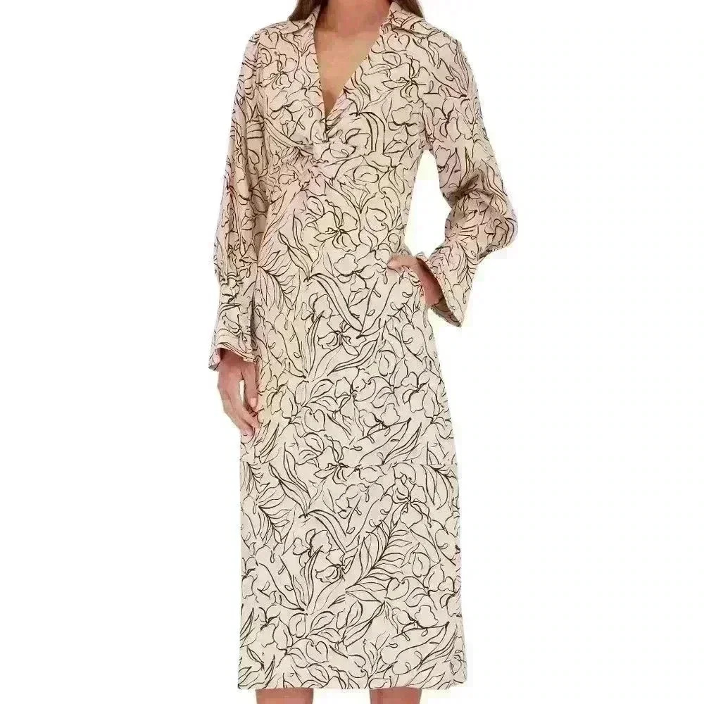 Jonathan Simkhai Lee Multicolor Print Long Sleeve Midi Dress - Size 6